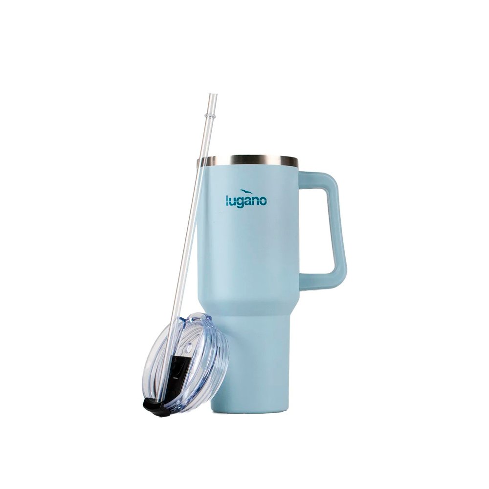 Vaso Térmico con Pitillo Lugano Blizzard 1200 ml (40 oz) - Azul Cielo | 12h Frío | 8h Caliente