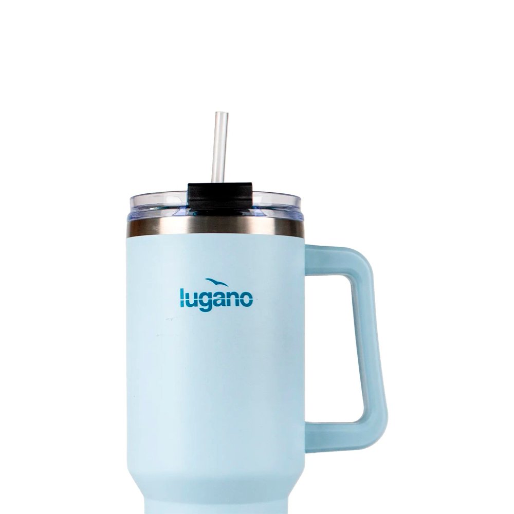 Vaso Térmico con Pitillo Lugano Blizzard 1200 ml (40 oz) - Azul Cielo | 12h Frío | 8h Caliente