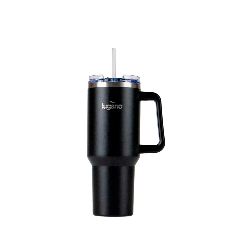 Vaso Térmico con Pitillo Lugano Blizzard 1200 ml (40 oz) - Negro