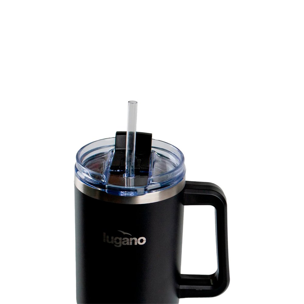 Vaso Térmico con Pitillo Lugano Blizzard 1200 ml (40 oz) - Negro