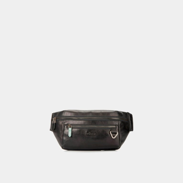 Riñonera Vélez Tivoli de Cuero para Hombre - Negro | Reata de Nylon Urbana