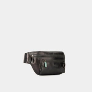 Riñonera Vélez Tivoli de Cuero para Hombre - Negro | Reata de Nylon Urbana