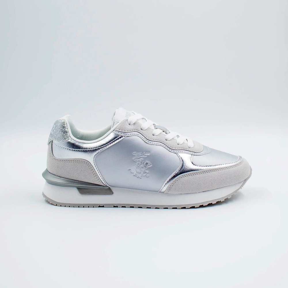 Tenis Beverly Hills Polo Club HIGH-SLV para Mujer - Plateado Metalizado | Estilo Moderno y Urbano