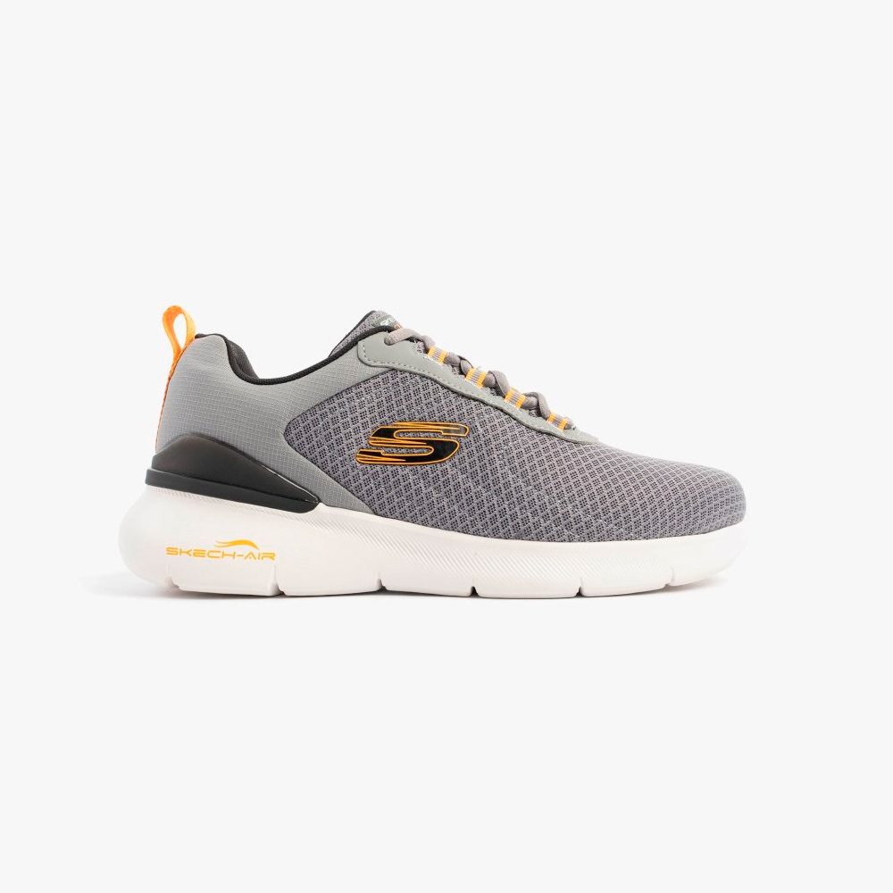 Tenis Skechers para Hombre - Gris/Amarillo (CCYL) | Transpirables y Ultra Ligeros